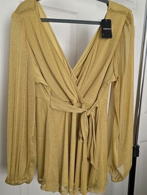 Torrid Rich Gold Glitter Knit Lurex Surplice Peplum Top Size 2, 2X, 18/20, NWT
